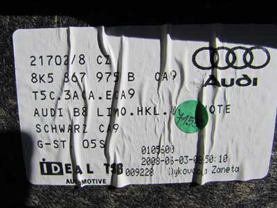 Audi OEM A4 B8 Trunk Lid Interior Cover Trim Panel 8K5867975B 2009 2010 2011 2012 Sedan4